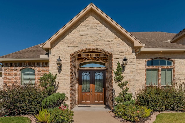 doorway to property featuring french doors