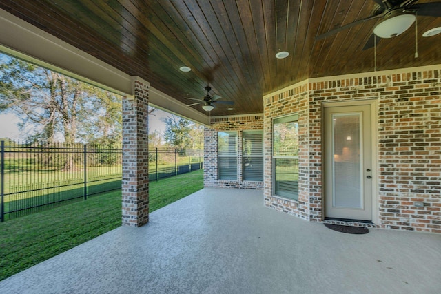 view of patio / terrace featuring ceiling fan