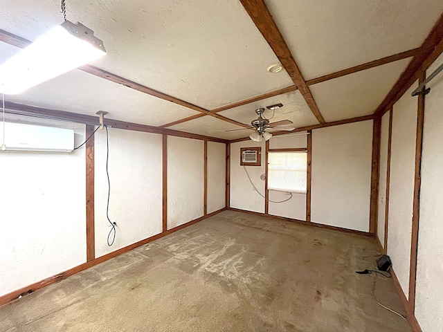 below grade area featuring a wall unit AC and a wall mounted air conditioner