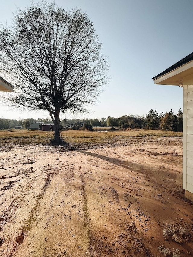 view of yard with a rural view