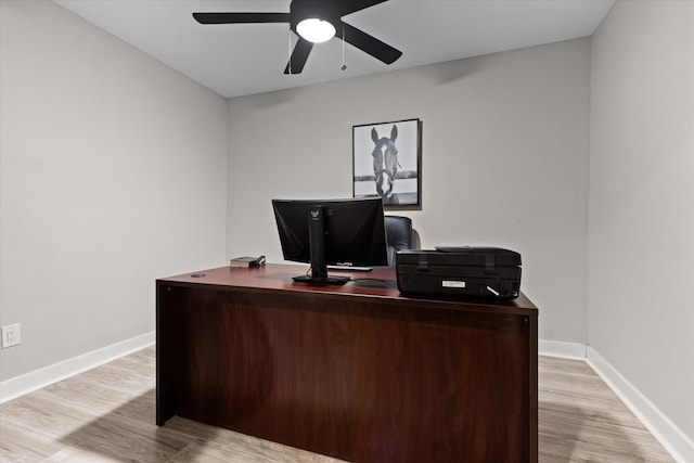 13370 Capital Dr, Bevil Oaks, TX 77713 - office space featuring ceiling fan, wood finished floors, and baseboards
