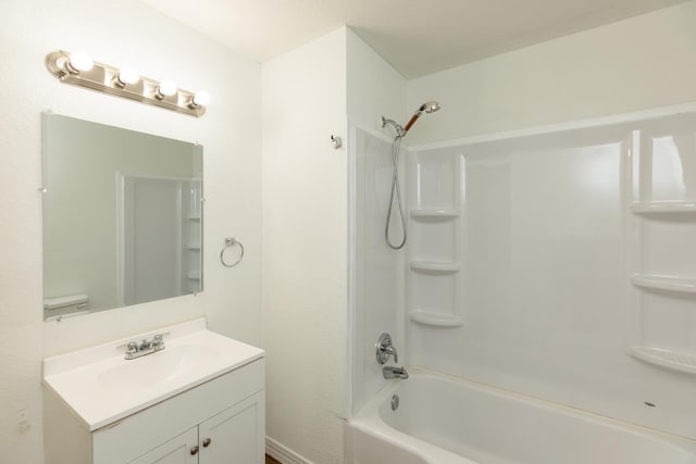full bathroom featuring vanity and bathtub / shower combination