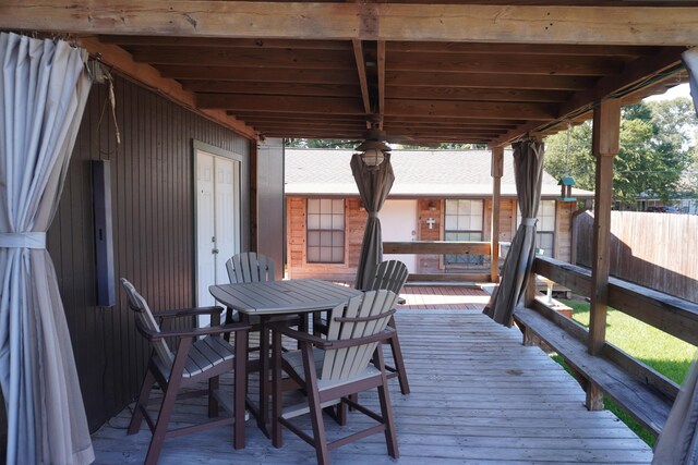 wooden terrace with central AC unit