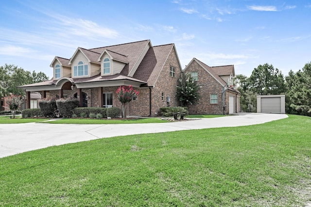 5320 Manion Way, Lumberton, TX 77657 - view of front of property with a garage, concrete driveway, a front yard, and brick siding