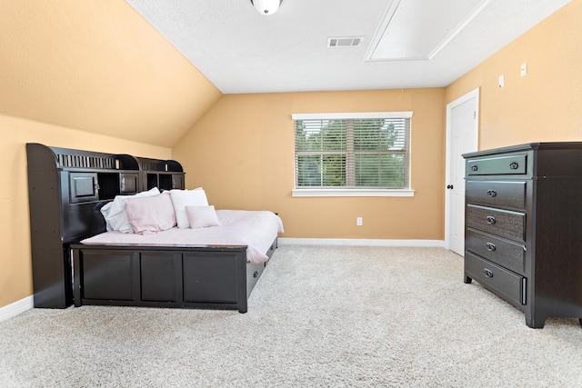5320 Manion Way, Lumberton, TX 77657 - carpeted bedroom with attic access and vaulted ceiling