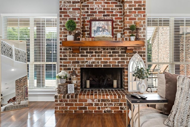 5320 Manion Way, Lumberton, TX 77657 - unfurnished living room featuring wood finished floors and a fireplace