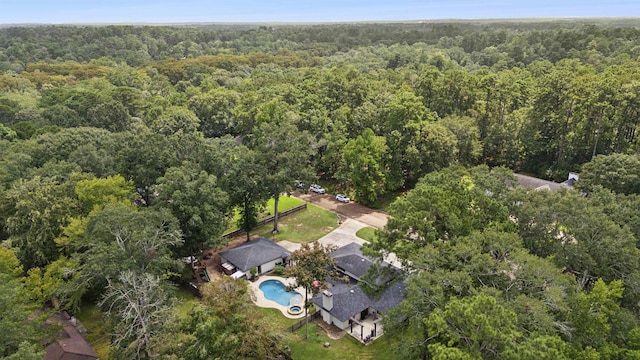 1025 Creek Bend Dr, Jasper, TX 75951 - bird's eye view of a heavily wooded area and a pool area