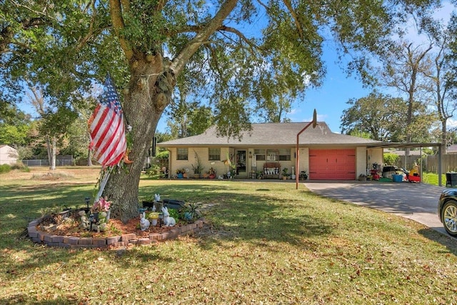 410 Christy Ln, Bridge City, TX 77611 - ranch-style house featuring a garage, driveway, and a carport