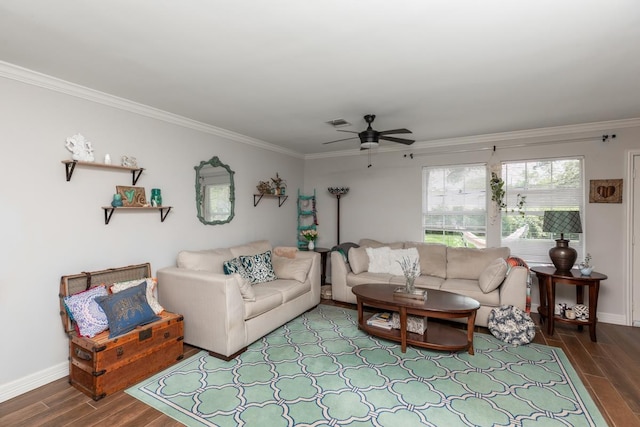 3750 Empire Row, Beaumont, TX 77706 - living area featuring wood finished floors, ornamental molding, and a ceiling fan