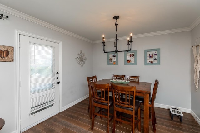3750 Empire Row, Beaumont, TX 77706 - dining room featuring a chandelier, wood tiled floors, and crown molding