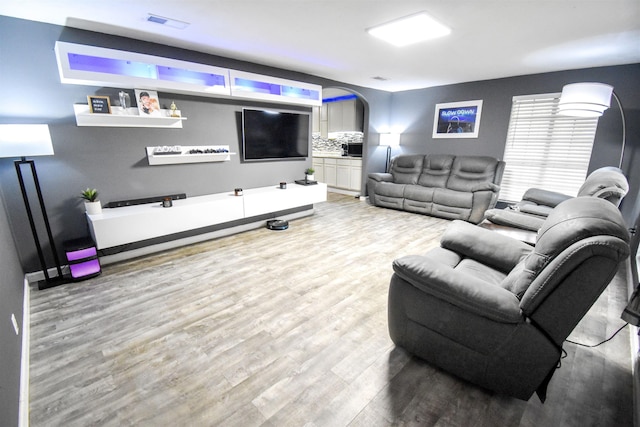 living room featuring wood-type flooring