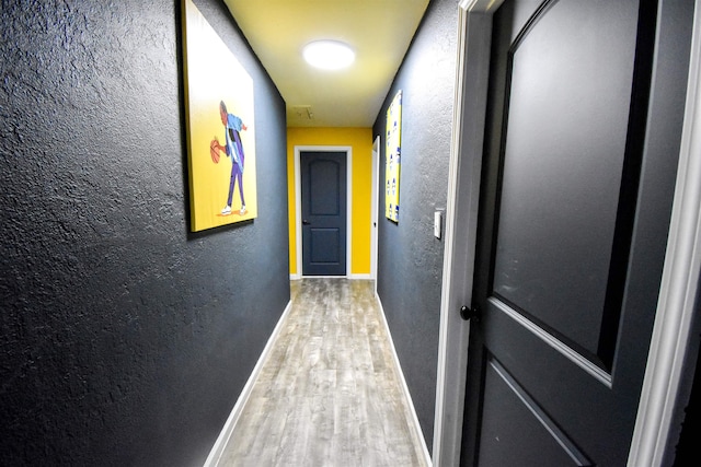 hallway with hardwood / wood-style floors