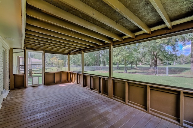 view of unfurnished sunroom