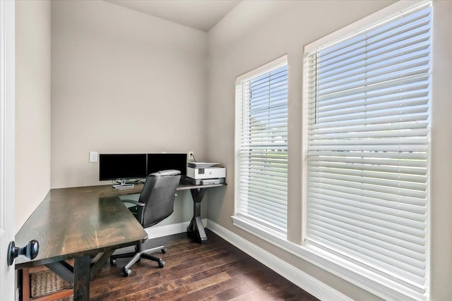 office area featuring dark hardwood / wood-style flooring