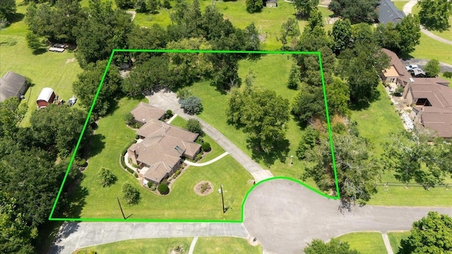 4711 Burns Cir, Orange, TX 77630 - aerial perspective of suburban area with property boundaries highlighted