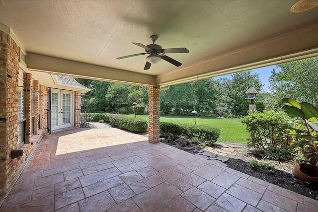 4711 Burns Cir, Orange, TX 77630 - view of patio with french doors and ceiling fan