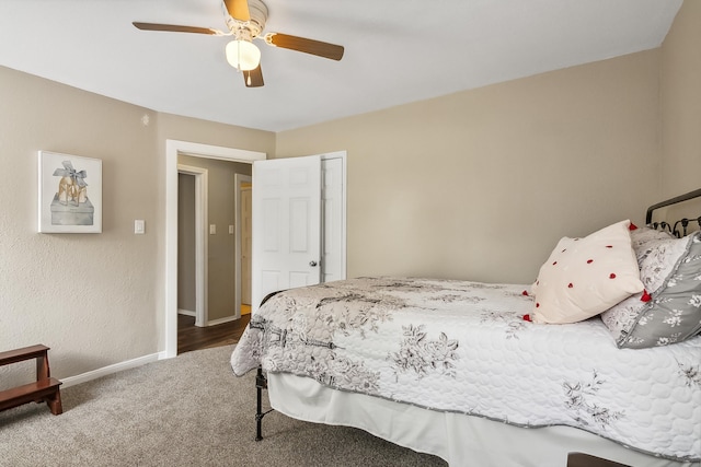 bedroom with carpet and ceiling fan