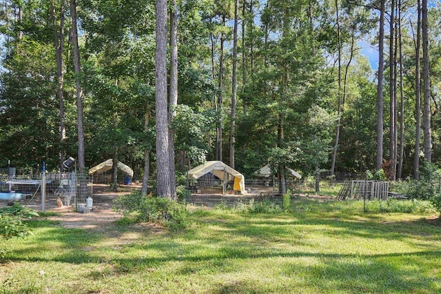 view of yard with an outdoor structure and exterior structure