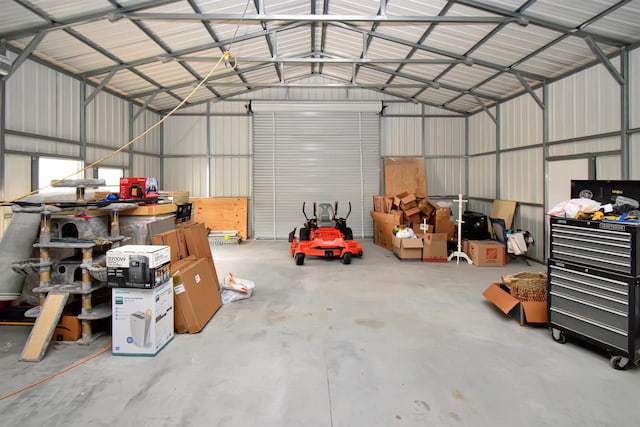 garage featuring metal wall