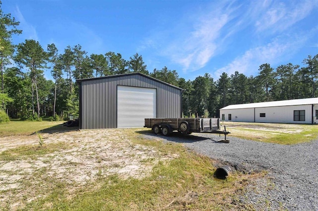 view of detached garage