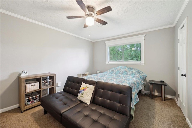 bedroom with baseboards, a ceiling fan, and carpet flooring