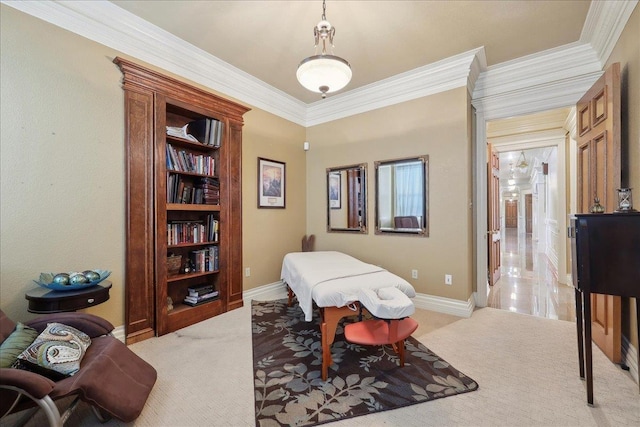 7510 Shadow Creek Dr, Beaumont, TX 77707 - office with ornamental molding and light carpet