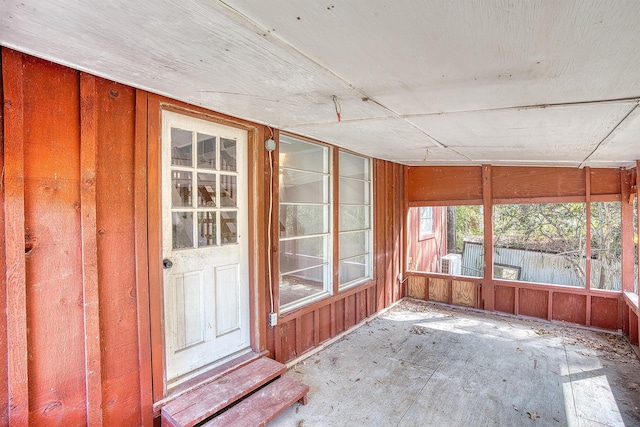 view of unfurnished sunroom