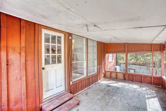 view of unfurnished sunroom