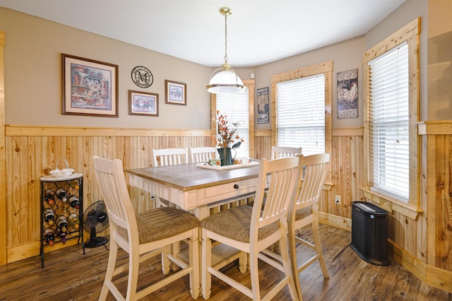 dining room with dark wood-type flooring