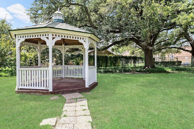 view of yard with a gazebo