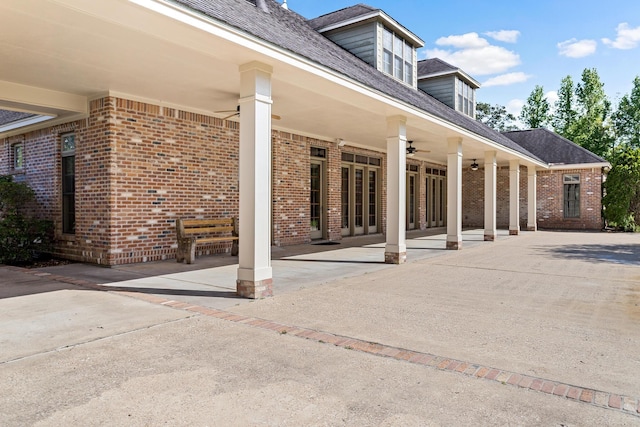 exterior space featuring a patio area and ceiling fan