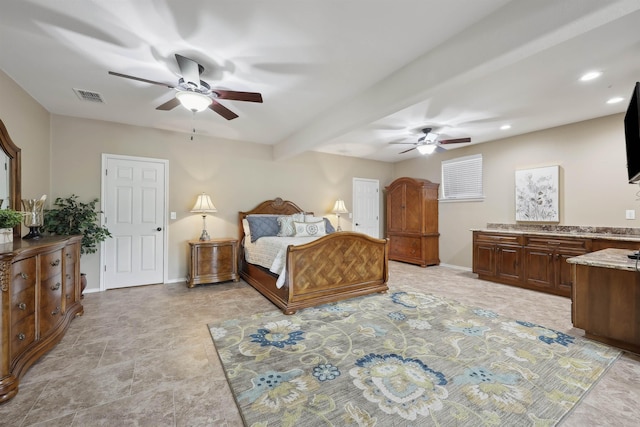 243 Riverbirch, Brookeland, TX 75931 - bedroom with recessed lighting, baseboards, and ceiling fan