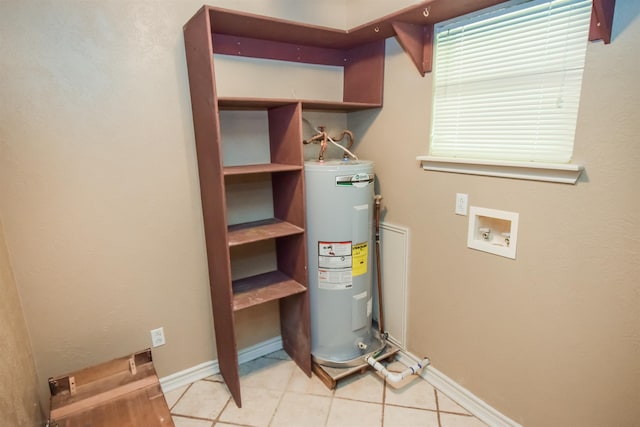 utility room with electric water heater