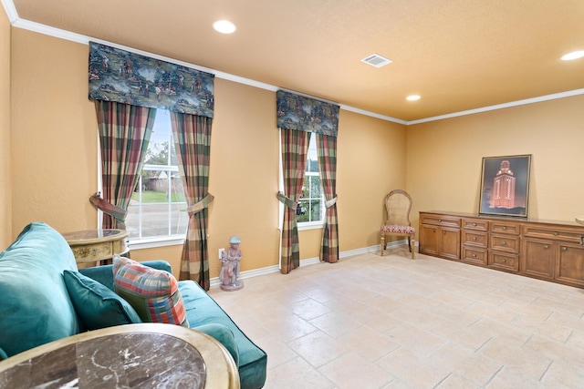 3590 Wheat Dr, Beaumont, TX 77706 - sitting room with crown molding, plenty of natural light, and recessed lighting