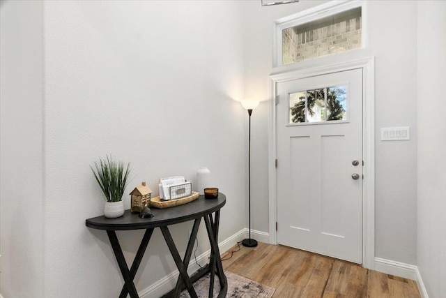 foyer entrance featuring light wood-type flooring