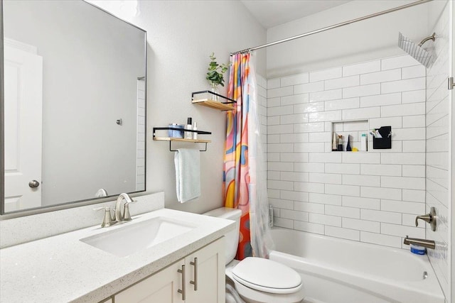 full bathroom featuring vanity, toilet, and shower / bath combo