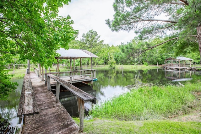 dock area featuring a water view