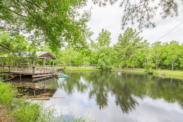 dock area featuring a water view