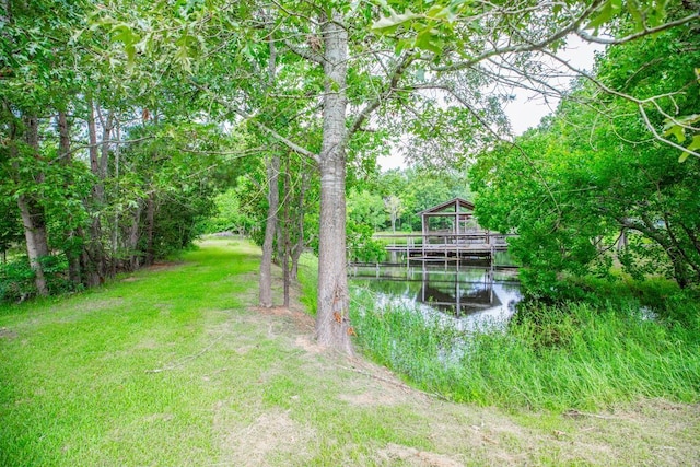 view of yard featuring a water view