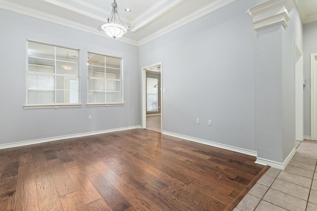 unfurnished room with dark hardwood / wood-style floors and french doors