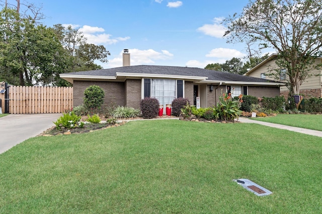 ranch-style house with a front lawn