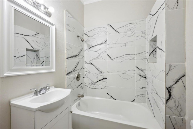bathroom with vanity and shower / bath combination