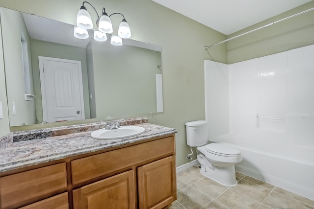 6640 Palace Dr, Lumberton, TX 77657 - bathroom with baseboards, toilet,  shower combination, vanity, and tile patterned flooring