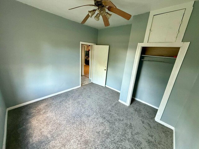 1235 13th St, Street, Port Arthur, TX 77640 - unfurnished bedroom featuring carpet flooring, baseboards, ceiling fan, and a closet