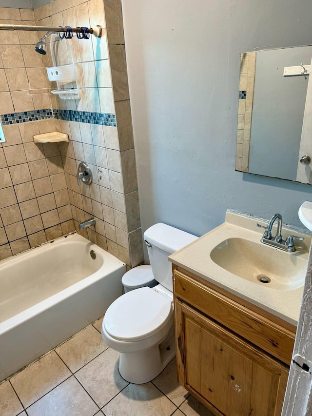 1235 13th St, Street, Port Arthur, TX 77640 - bathroom with tile patterned flooring, toilet, vanity, and shower / bath combination