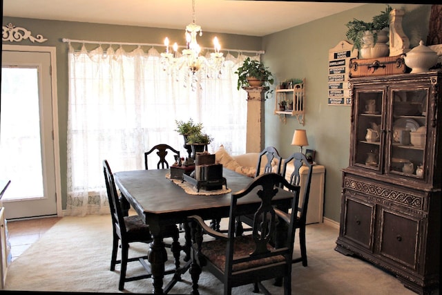 dining area with a chandelier