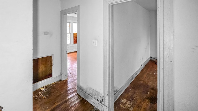 hall with dark hardwood / wood-style flooring