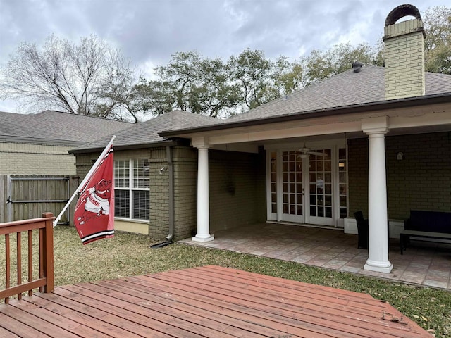5835 Calder Ave, Beaumont, TX 77706 - wooden deck featuring a patio, fence, and french doors