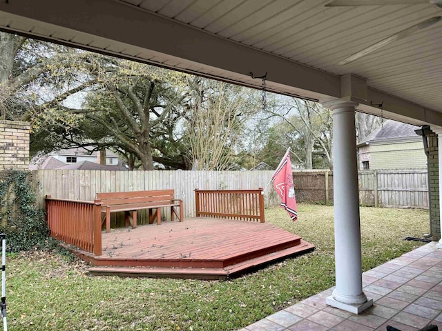 exterior space featuring a lawn and a fenced backyard