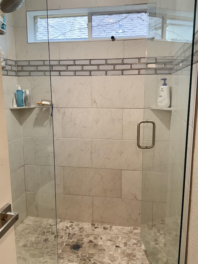 bathroom featuring a shower stall